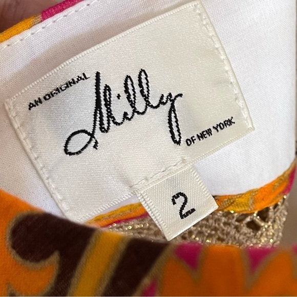 Milly of New York Paisley Print Scoop Neck Sleeveless Mini Dress Size 2 - Picture 4 of 13